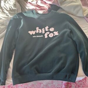 White Fox Logo Crewneck in Forest Green